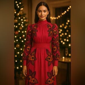 NWT Farm Rio Living Bloom Blush High Neck Maxi Dress – Size L